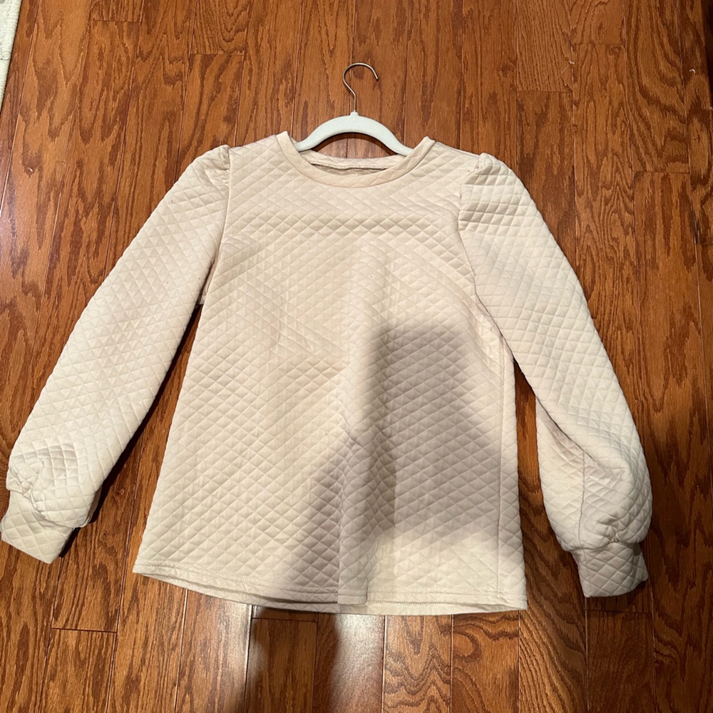 blush pink textured blouse